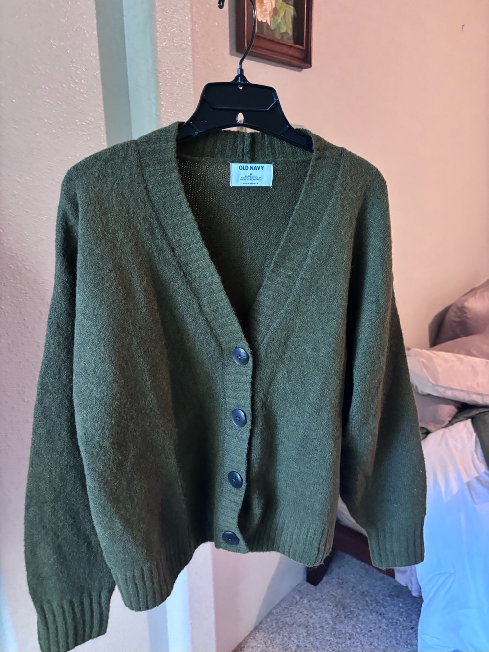 Old Navy Olive Green Button-Front V-Neck Cardigan